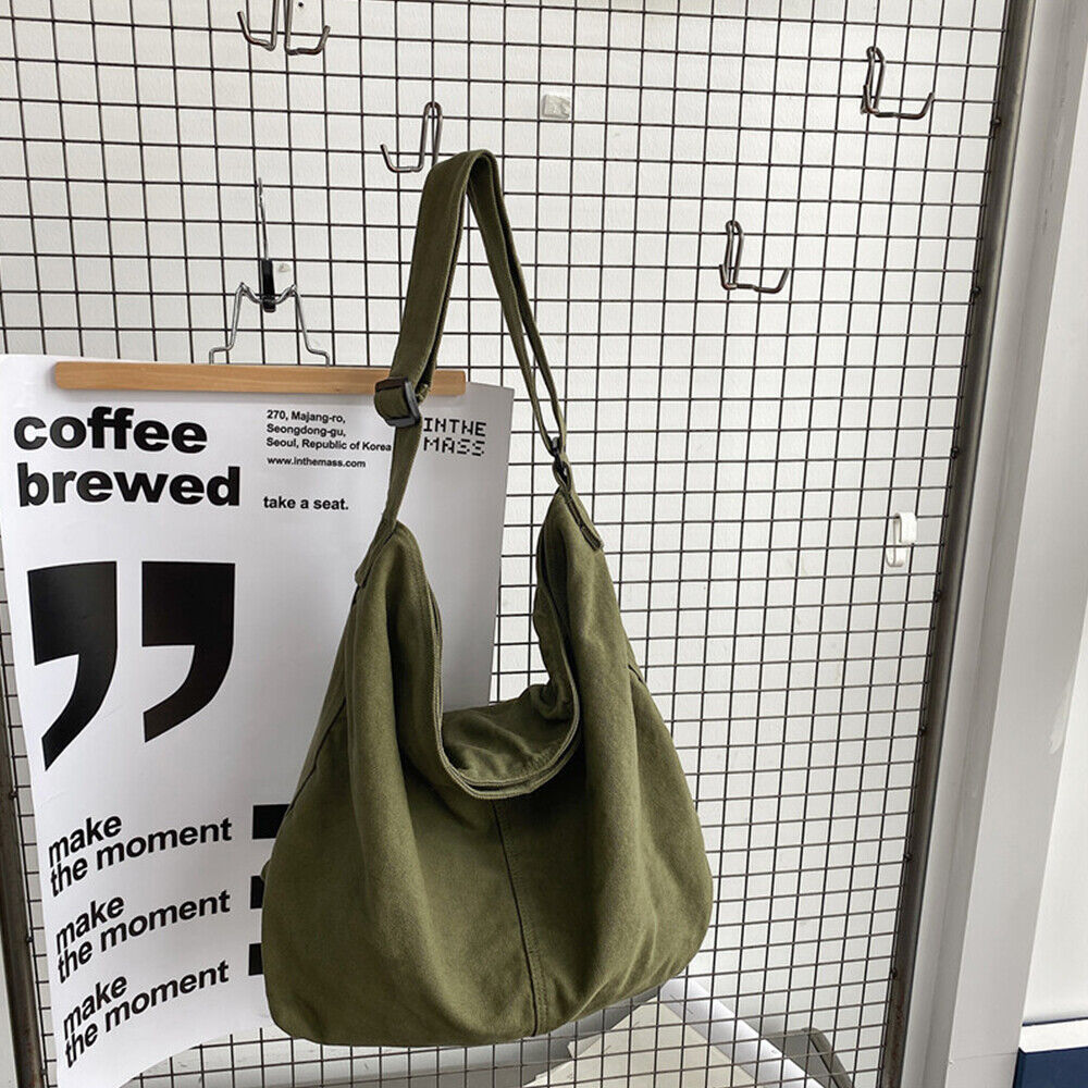 Sac Besace Femme en Toile Oversize, Grand Fourre-Tout Décontracté