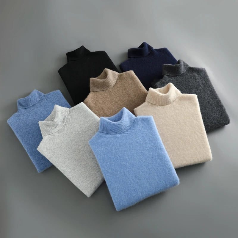 Pull Col Roulé Femme à Côtes et Manches Longues