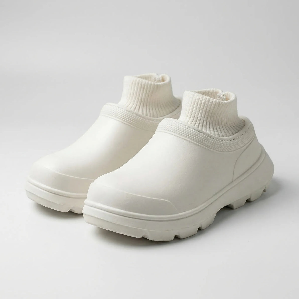Sabots Imperméables Femme à Enfiler avec Col en Tricot