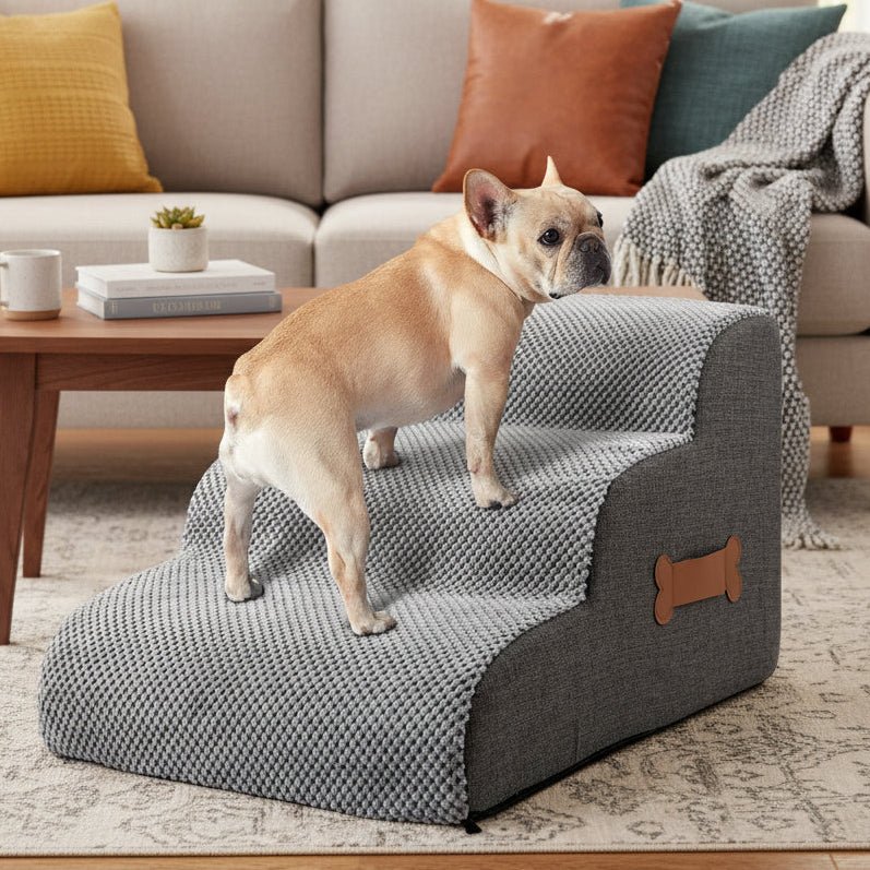 Escaleras para perros: de suave terciopelo de piña con superficie antideslizante, diseño de 2 o 3 peldaños para la cama o el sofá