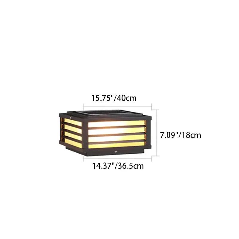 Large waterproof solar outdoor light measuring 15.75 in x 14.37 in with 7.09 in height for patio fencing