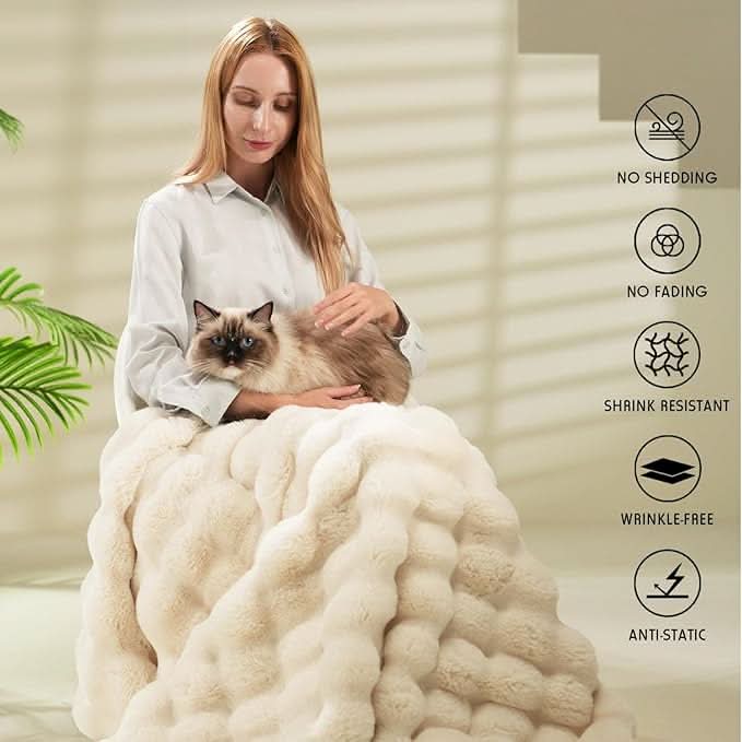 Plaid Peluche Moelleux Uni pour Canapé et Lit