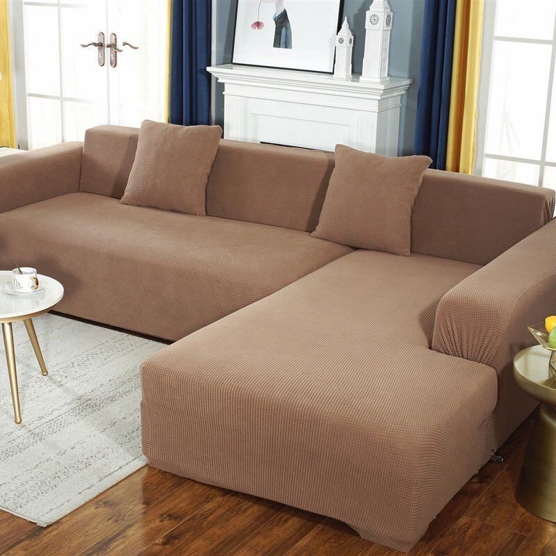 Housse de Canapé d'Angle Extensible en Tissu Jacquard