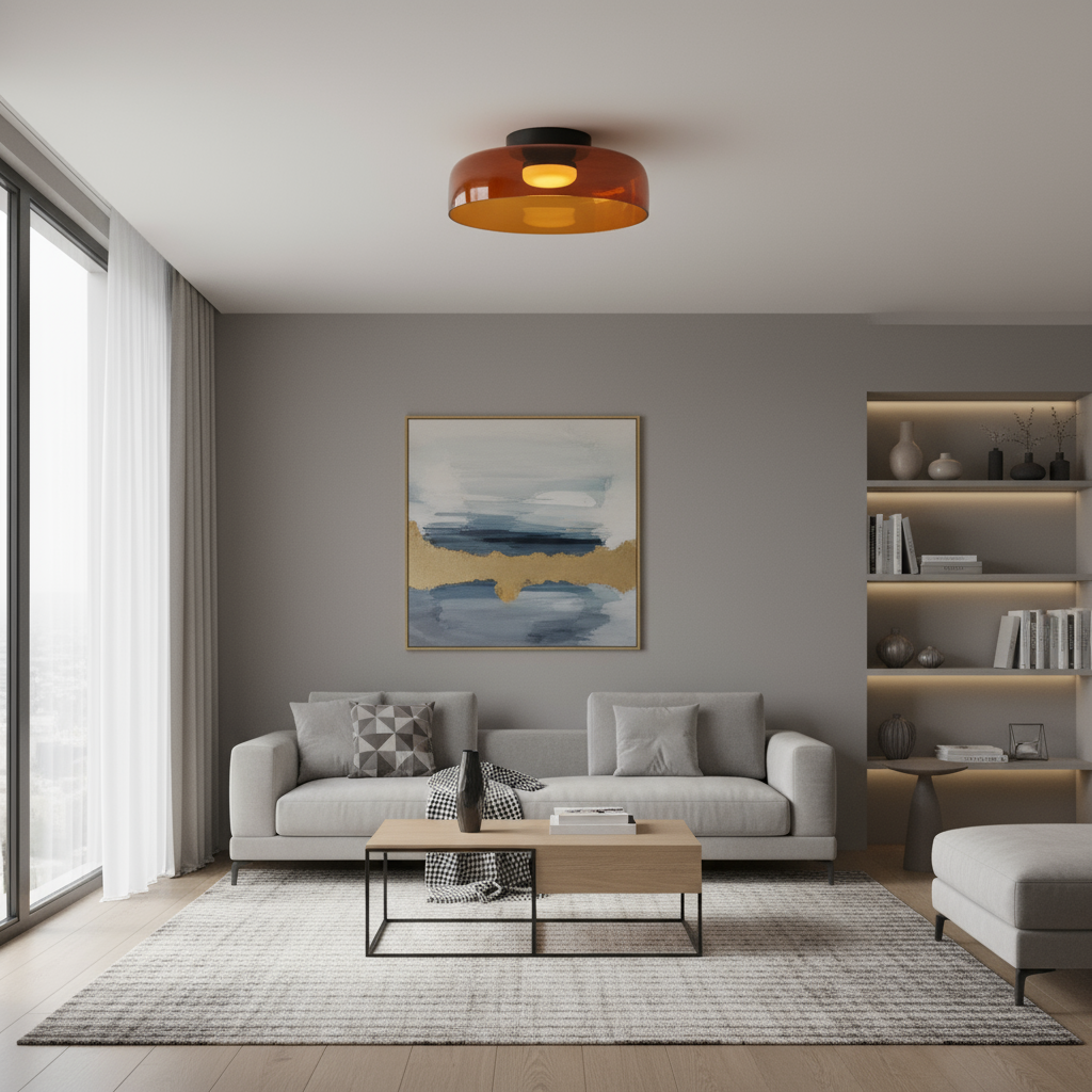 Scandinavische Glazen Plafondlamp – Modern Design met Driekleuren LED voor Eetkamer of Woonkamer