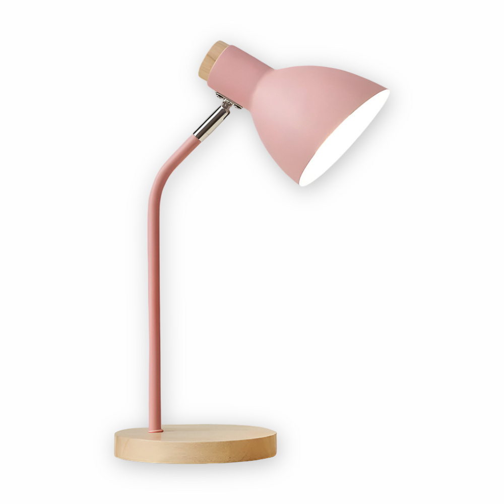 Tafellamp Scandinavisch met Verstelbare Kap en Houten Voet