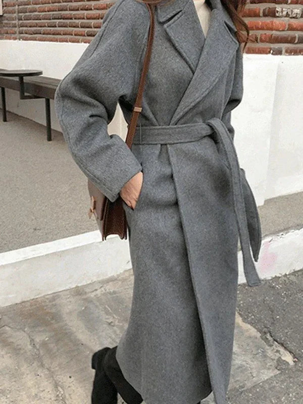Manteau Long en Laine pour Femme, Coupe Classique et Intemporelle
