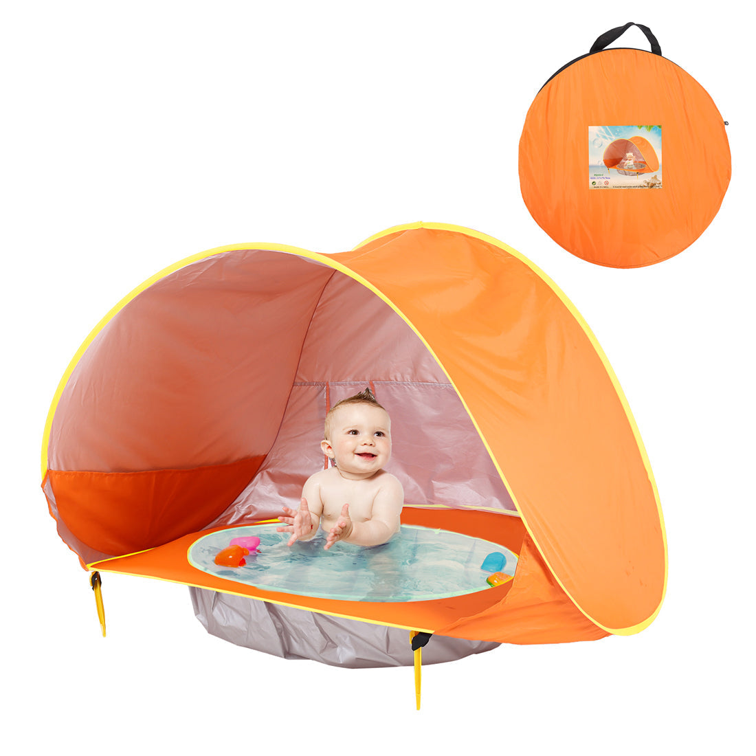 Pop-up strandtent voor baby’s – Lichtgewicht polyester met klein zwembadje voor op het strand of in de tuin