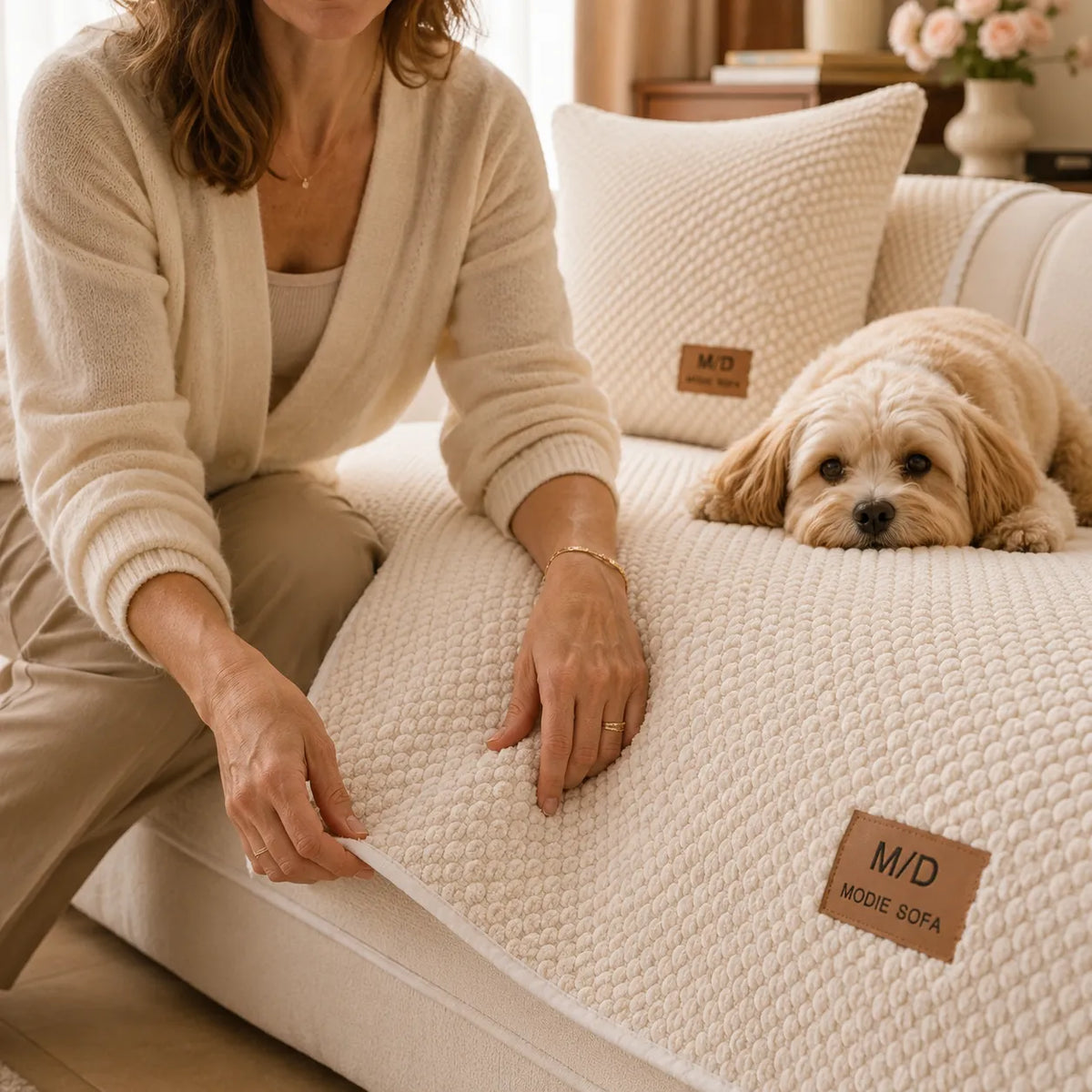 Housse de Canapé Antidérapante pour Animaux - Protection Peluche Douce