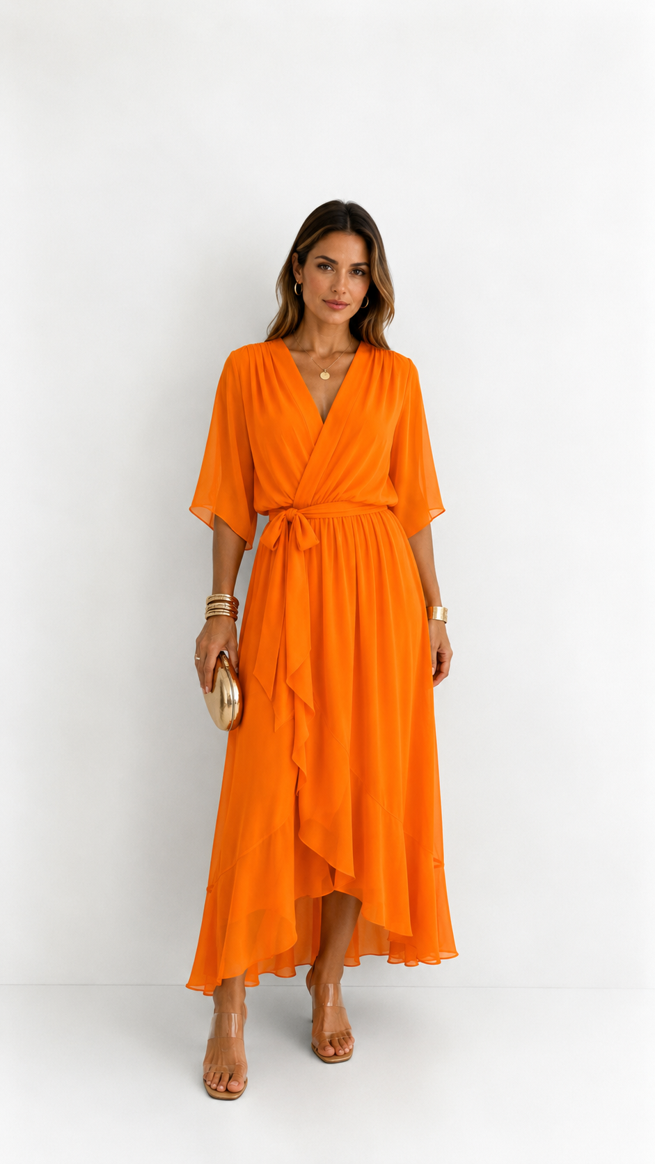 Robe Portefeuille Femme en Mousseline Fluide