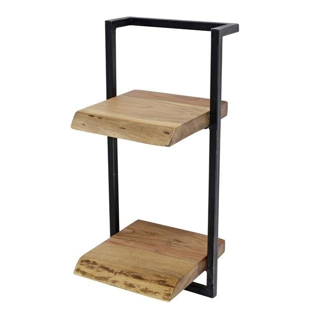 Wandplank – Massief acaciahout met vintage stalen frame voor de woonkamer of hal