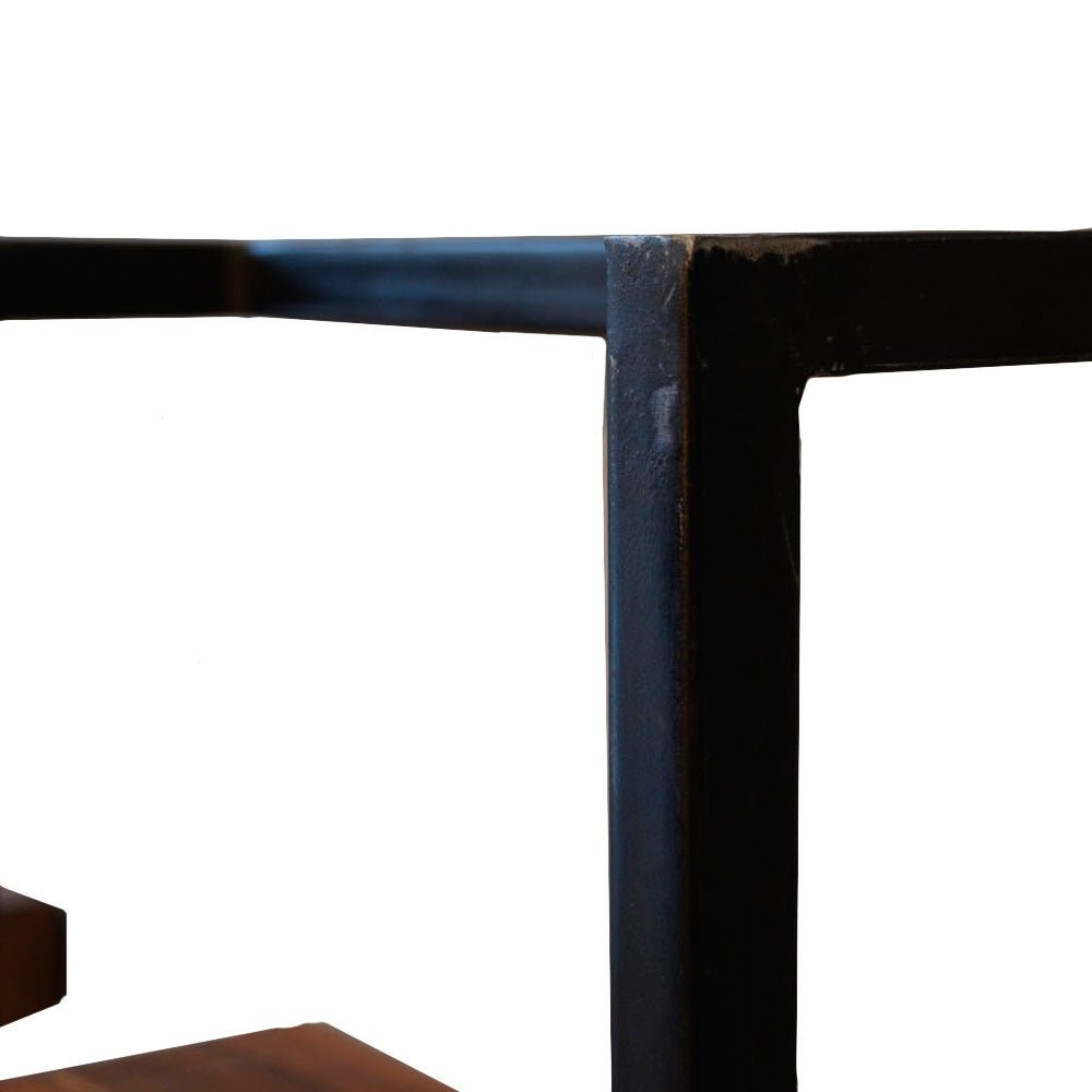 Wandplank – Massief acaciahout met vintage stalen frame voor de woonkamer of hal