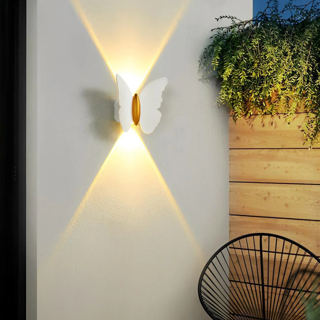 Outdoor LED Wall Sconce – Black Aluminum, Butterfly Design for the Garden or Patio