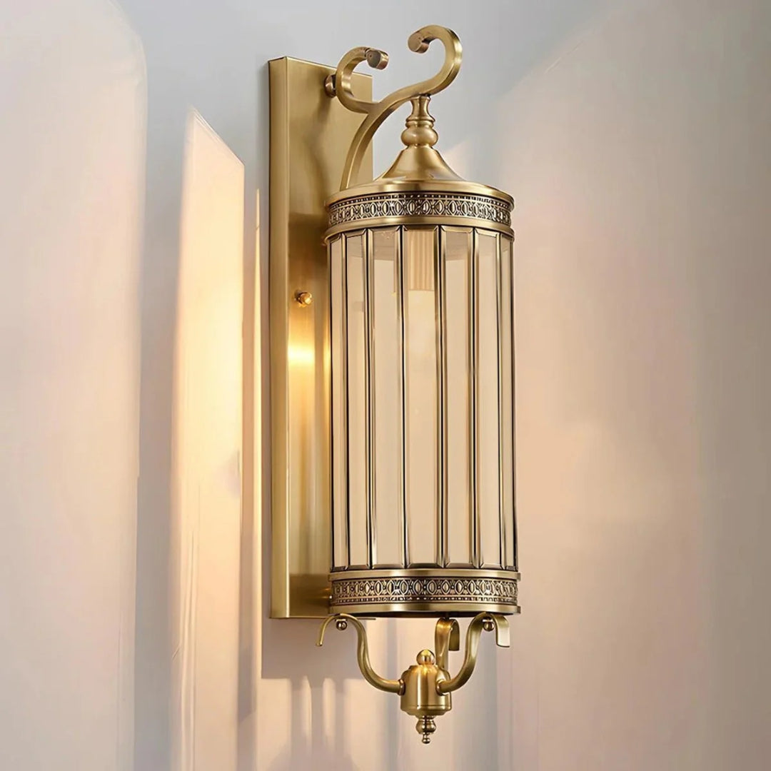 Lanternes Murales Vintage en Verre – Cuivre, Éclairage Extérieur Ambiance pour Jardin ou Terrasse