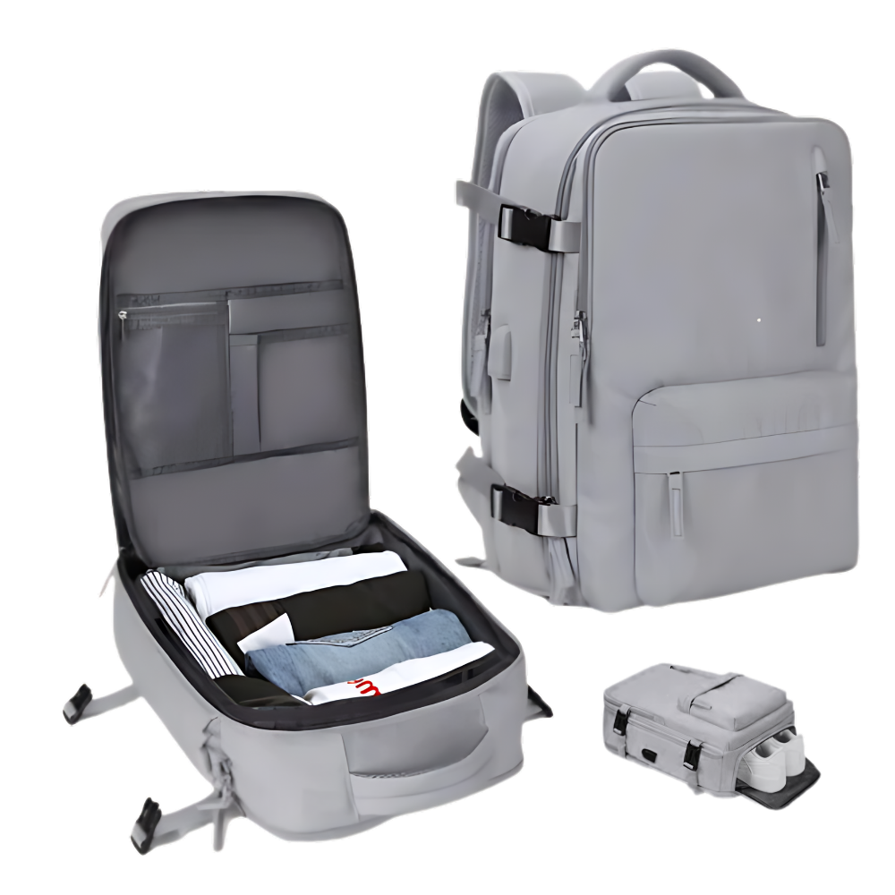Reisrugzak – Waterafstotend nylon, 35 liter, met USB-poort en schoenenvak, voor dagelijks gebruik en avonturen