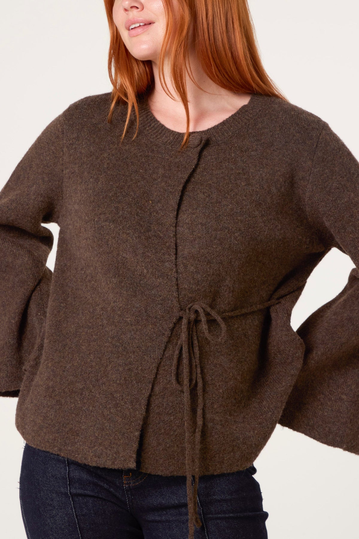 Gilet Femme en Maille Douce à Nouer sur le Côté