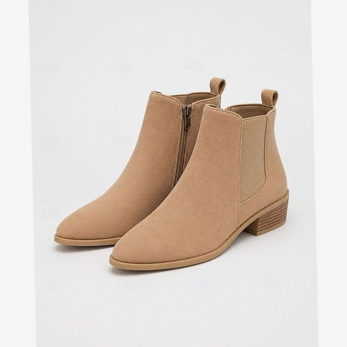 Bottines Femme Bout Pointu en Daim à Talon Carré