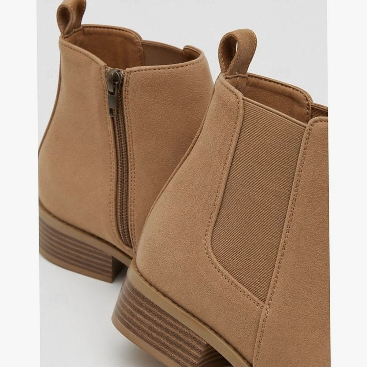 Bottines Femme Bout Pointu en Daim à Talon Carré