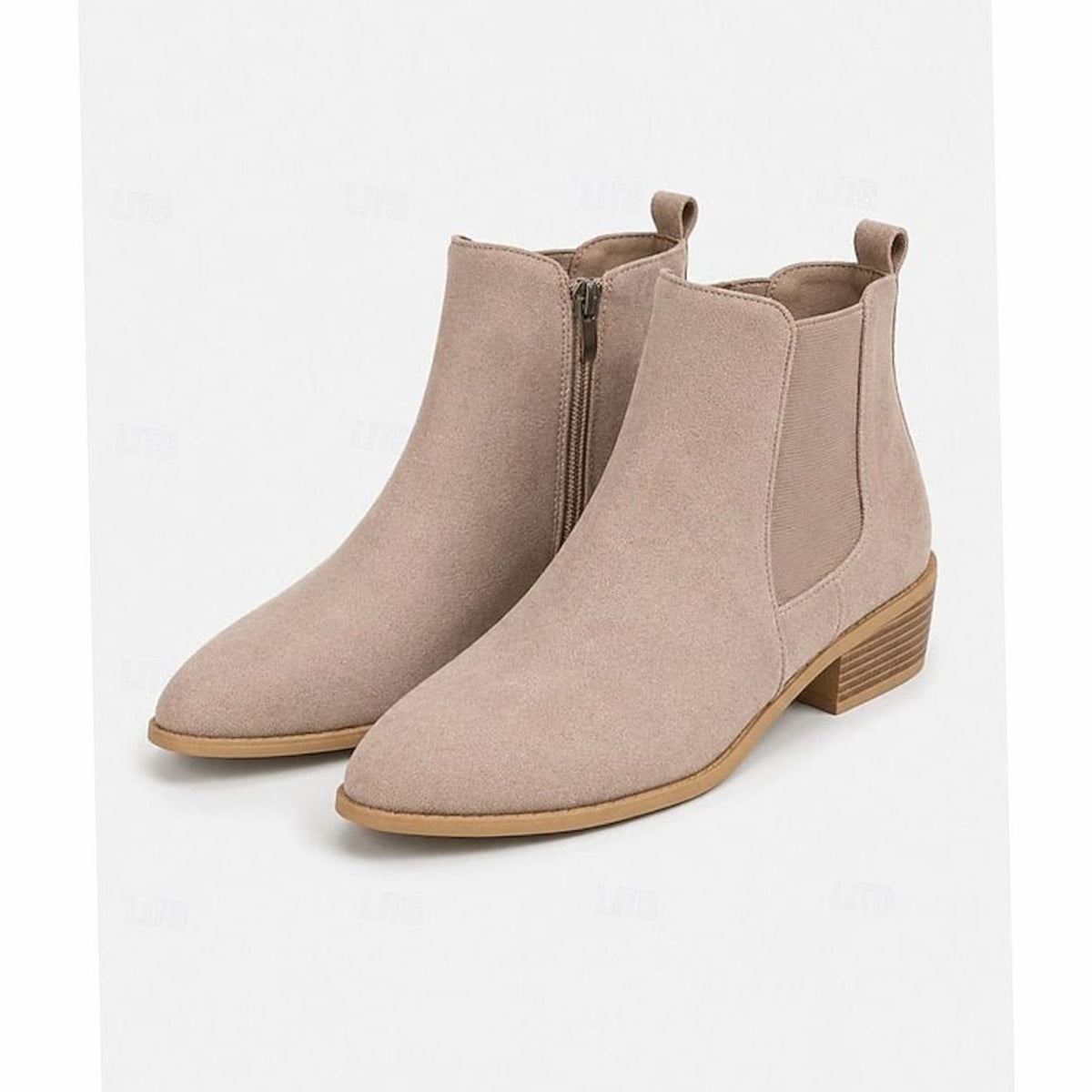 Bottines Femme Bout Pointu en Daim à Talon Carré