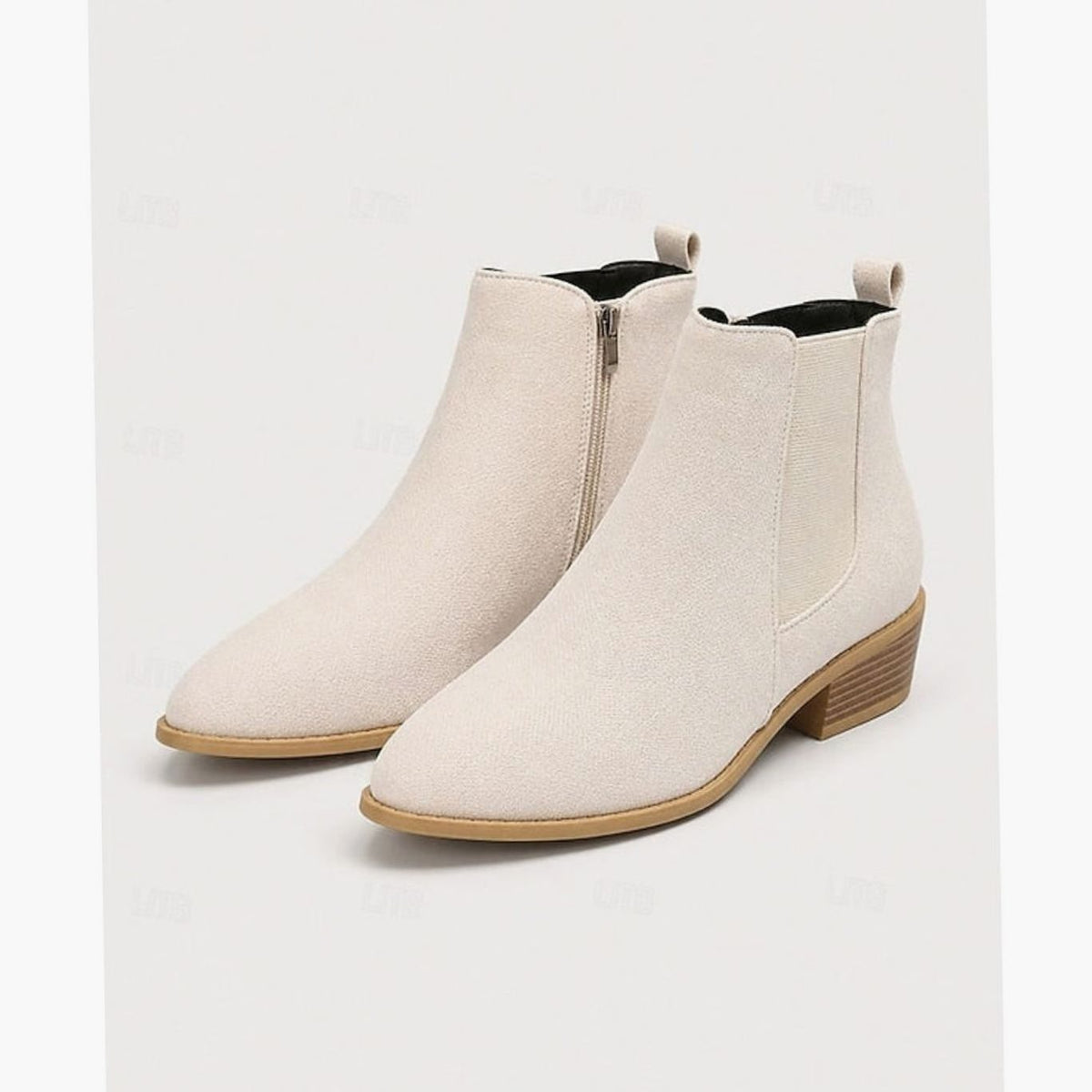 Bottines Femme Bout Pointu en Daim à Talon Carré