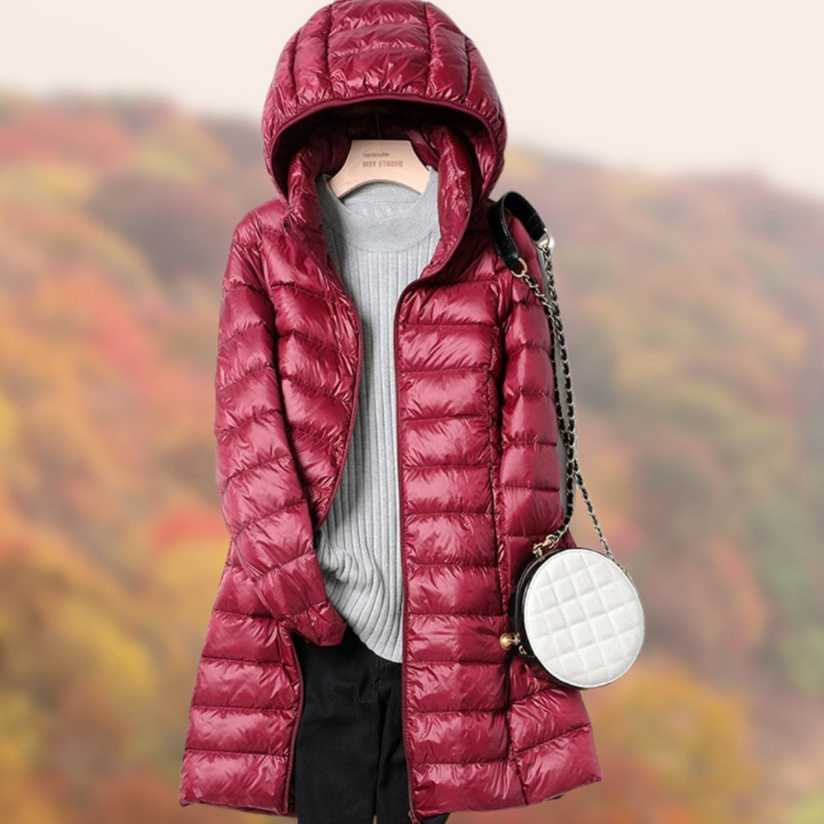 Doudoune Longue Femme à Capuche, Coupe Ajustée