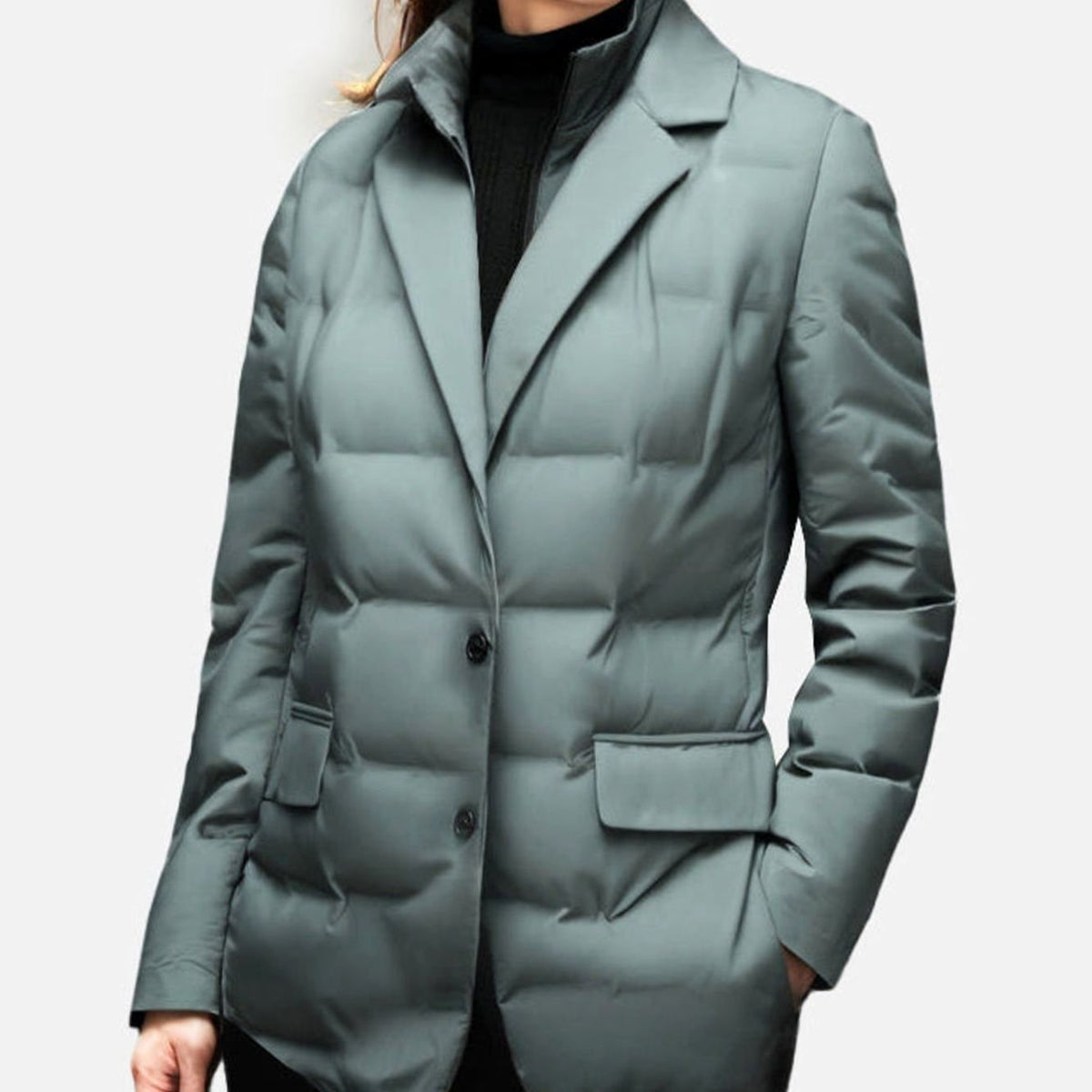 Veste Doudoune Femme Style Blazer Cintré à Boutons