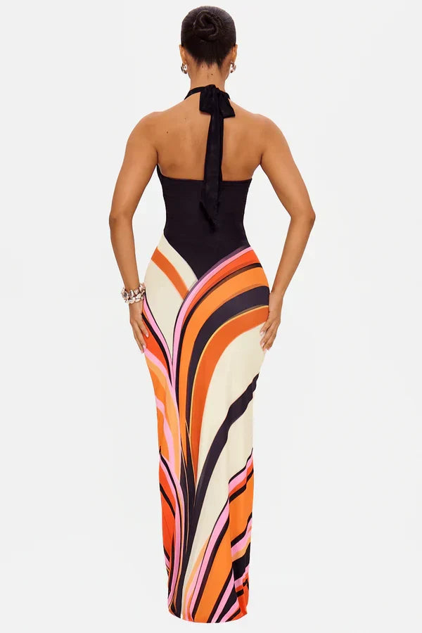Robe Maxi Femme Satinée Noire Sans Manches – Robe de Cocktail