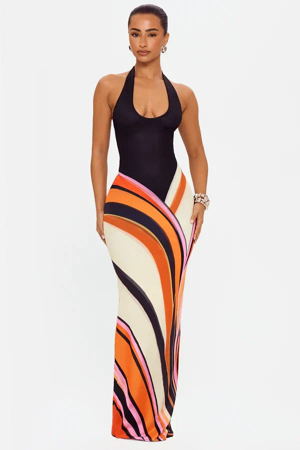 Robe Maxi Femme Satinée Noire Sans Manches – Robe de Cocktail