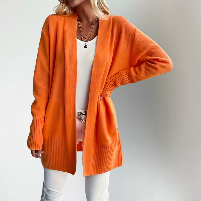 Gilet Femme Ouvert Manches Longues en Maille Tricotée