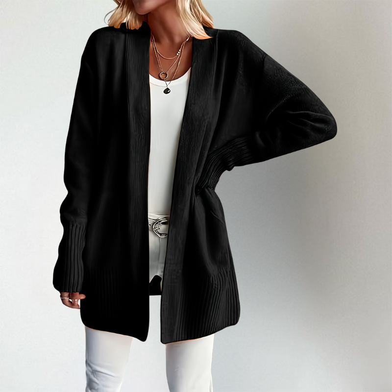 Gilet Femme Ouvert Manches Longues en Maille Tricotée