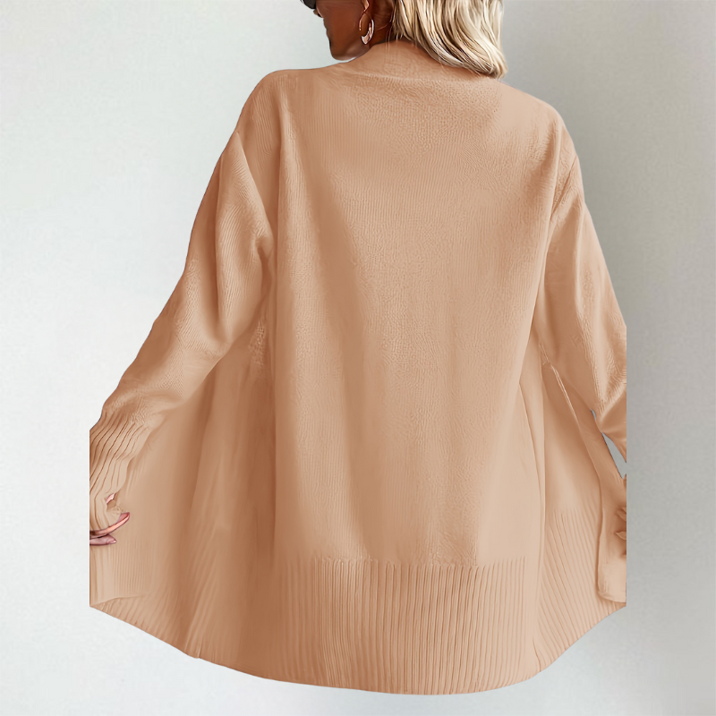 Gilet Femme Ouvert Manches Longues en Maille Tricotée