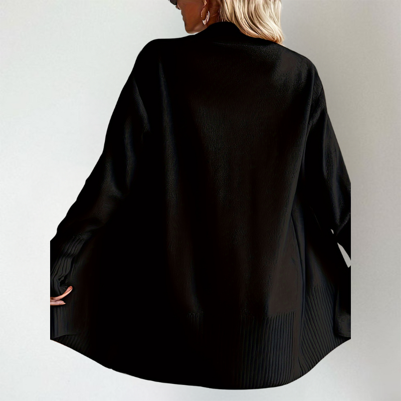 Gilet Femme Ouvert Manches Longues en Maille Tricotée