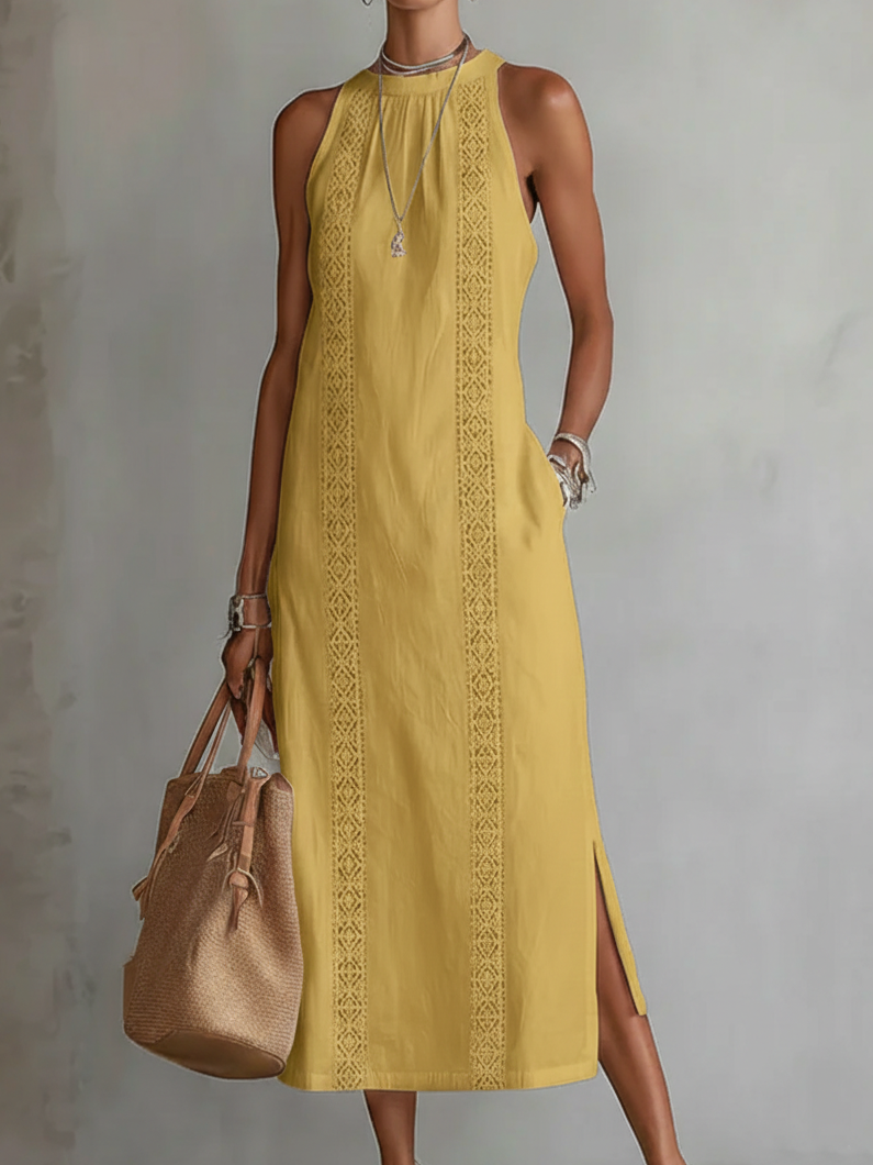 Robe Midi Femme Col Rond - Silhouette Décontractée