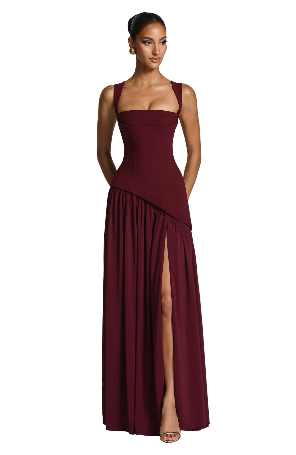 Robe Longue Femme Satinée à Bretelles Ajustables