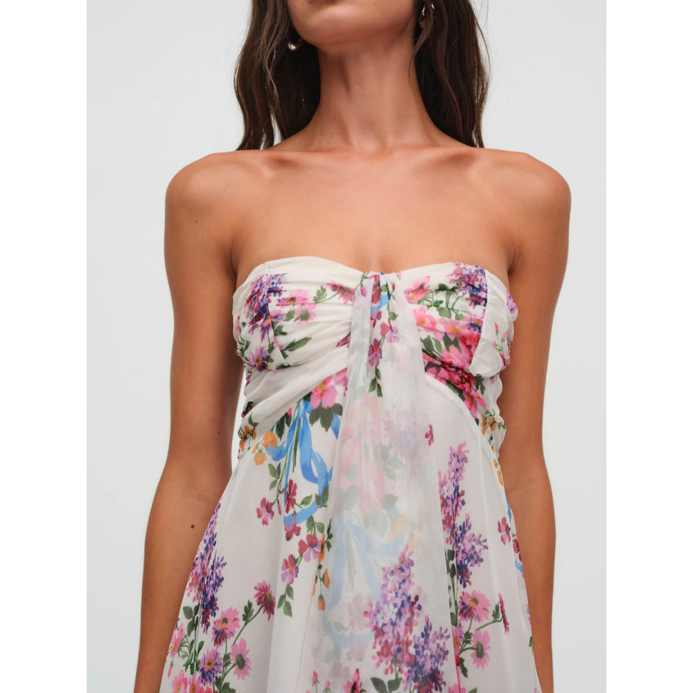 Robe Mini Femme Fleurie Bustier - Robe d'Invitée Mariage