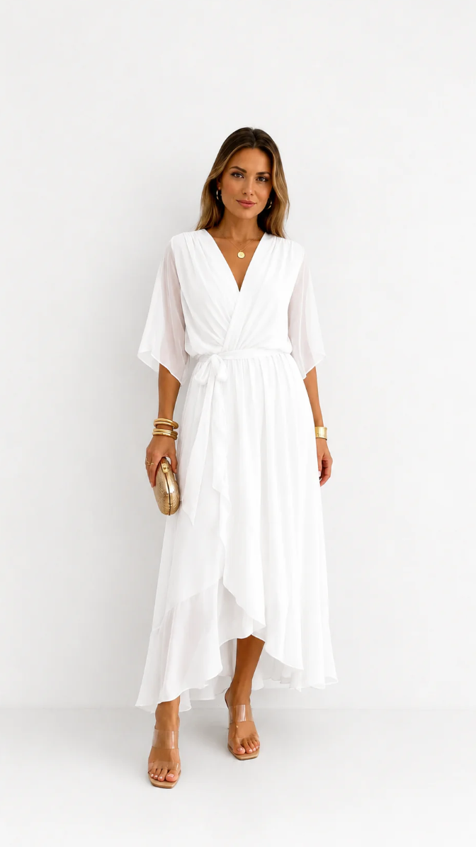 Robe Portefeuille Femme en Mousseline Fluide