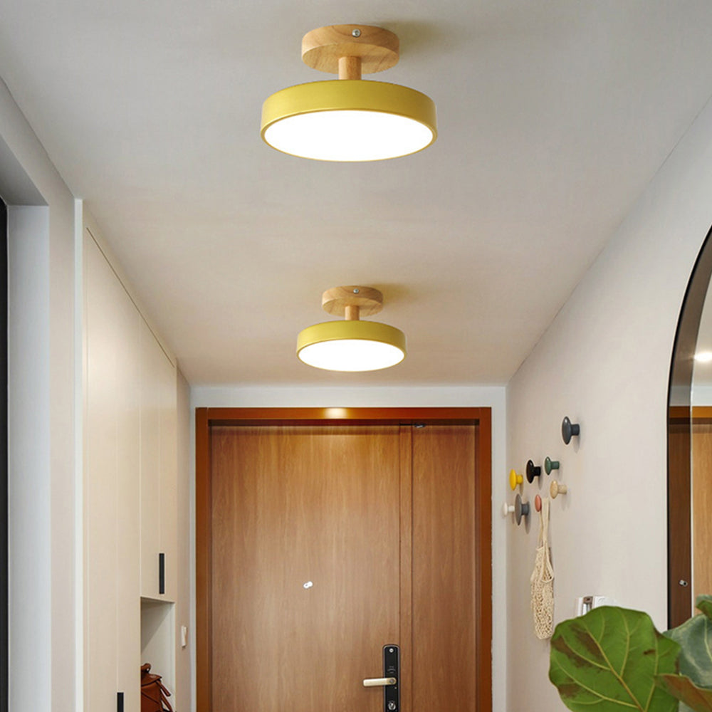 Plafonnier Scandinave Base en Bois Design Pastel Doux