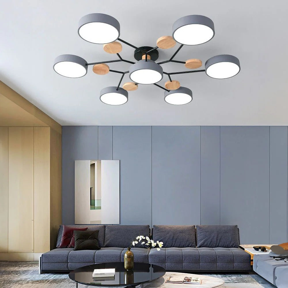 Plafonnier LED Rond en Fer - Lustre Semi-Encastré Design Contemporain