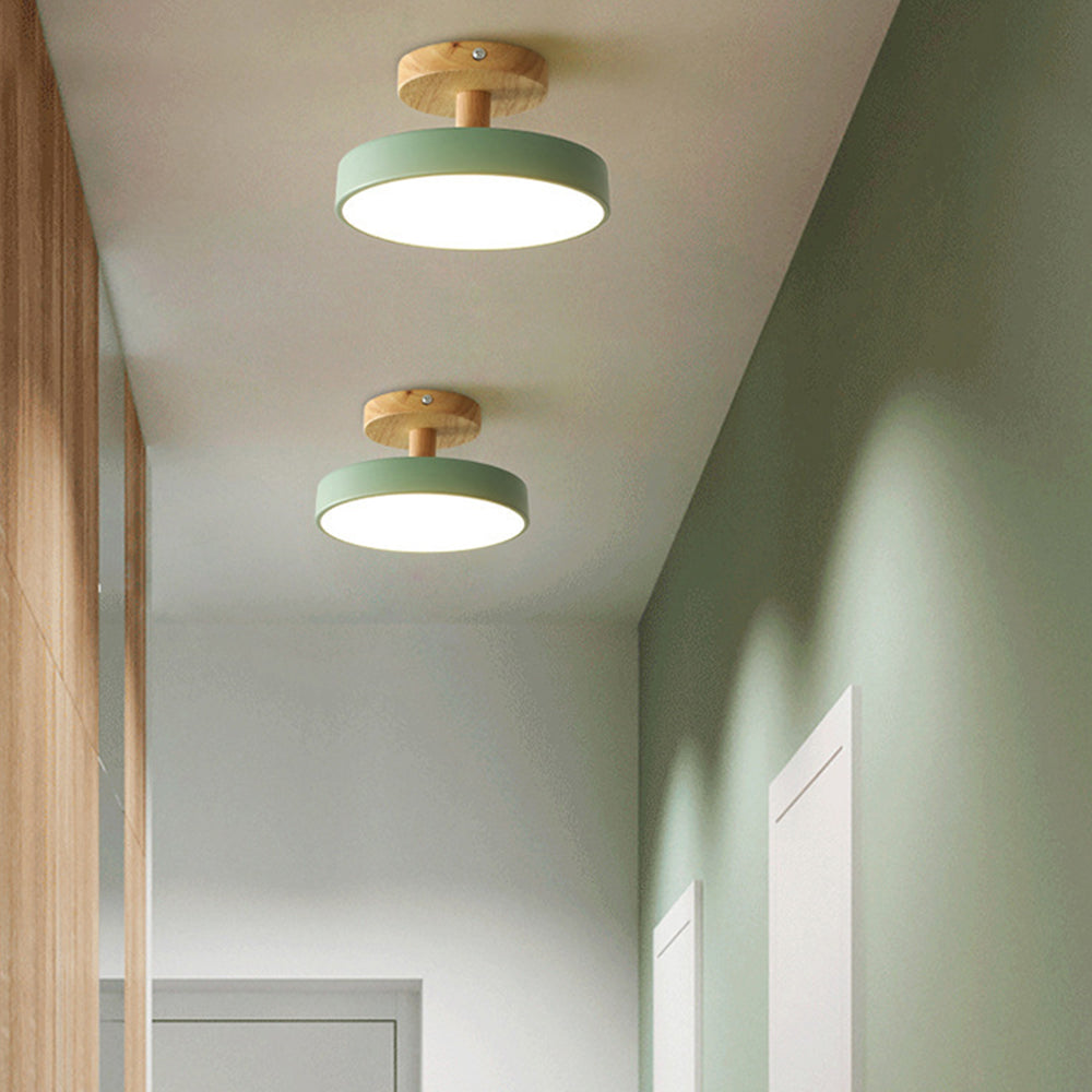 Plafonnier Scandinave Base en Bois Design Pastel Doux