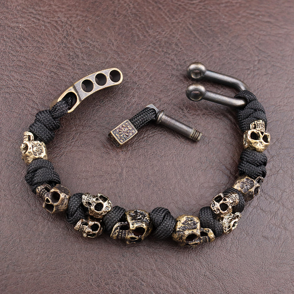 Bracelet Tête de Mort en Alliage Réglable Style Gothique