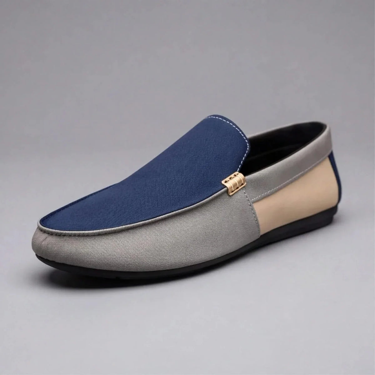 Mocassins Homme en Toile Patchwork, Semelle Confort
