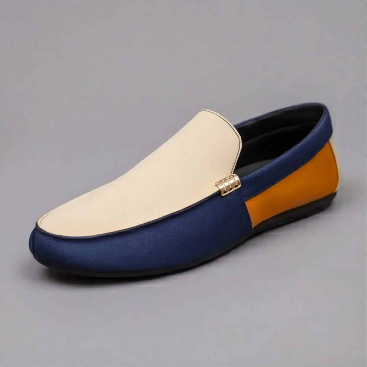 Mocassins Homme en Toile Patchwork, Semelle Confort