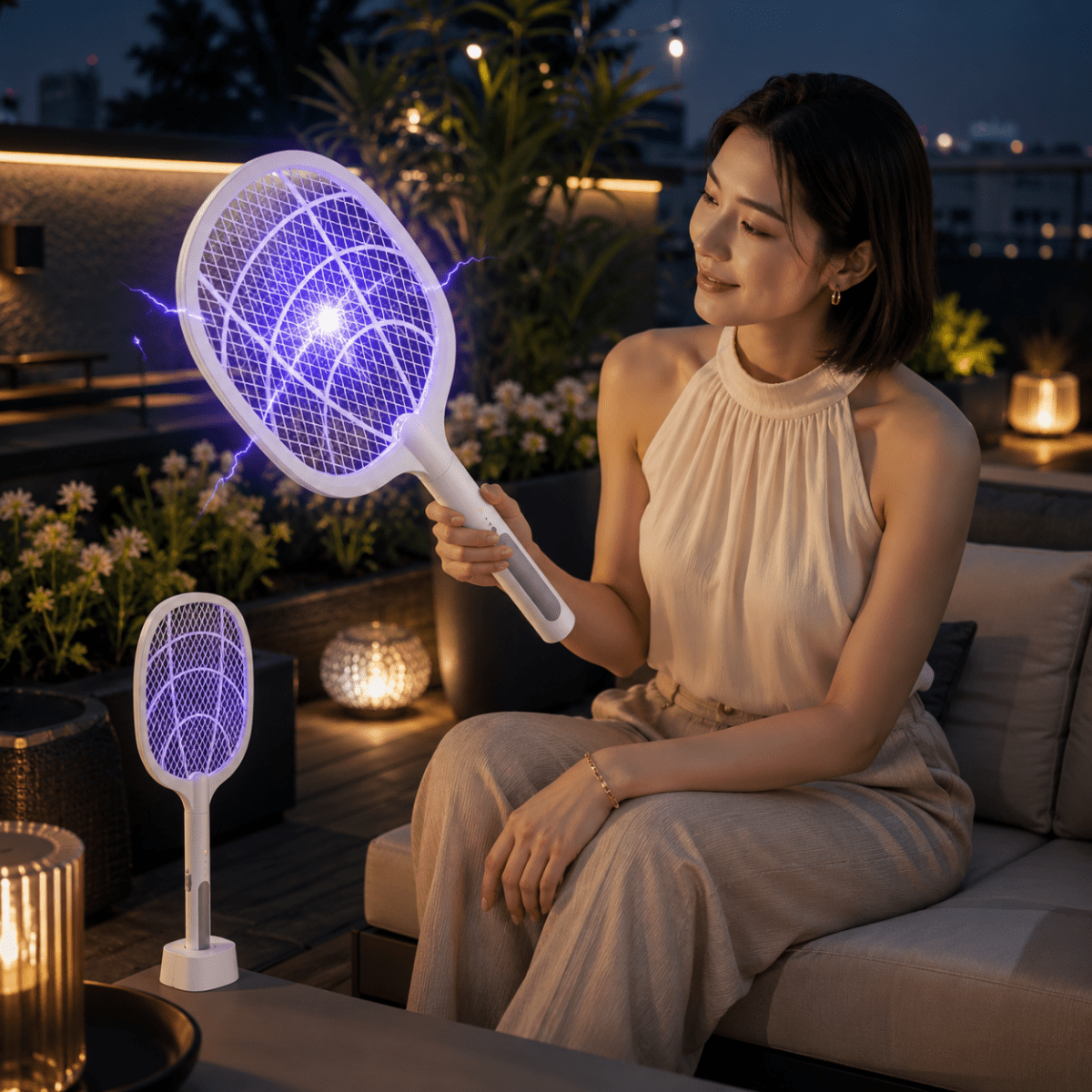 Electric Mosquito Repellent – 3000V, USB-Rechargeable with Safety Net for the Home, Garden, or Camping