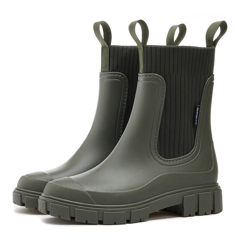 Bottes de Pluie Femme Imperméables en PVC - Semelle Antidérapante