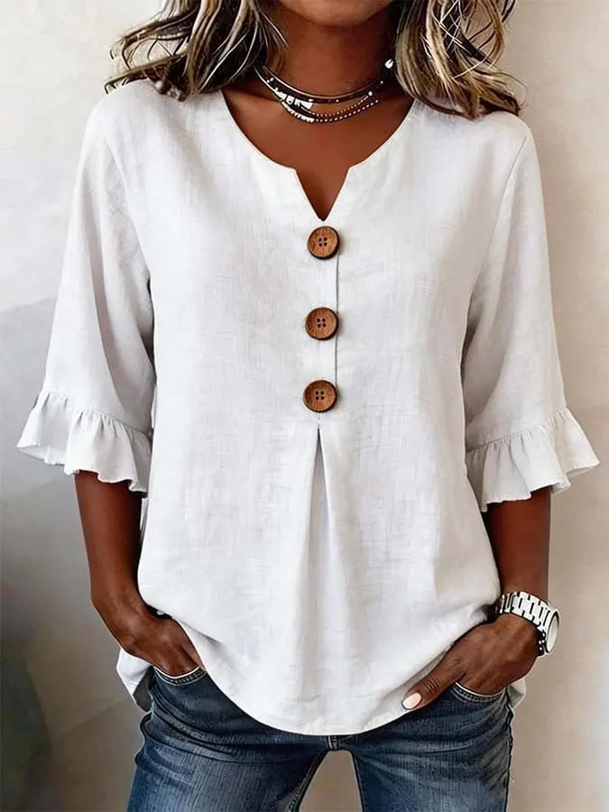 Blouse Femme Volants Romantique à Manches Longues