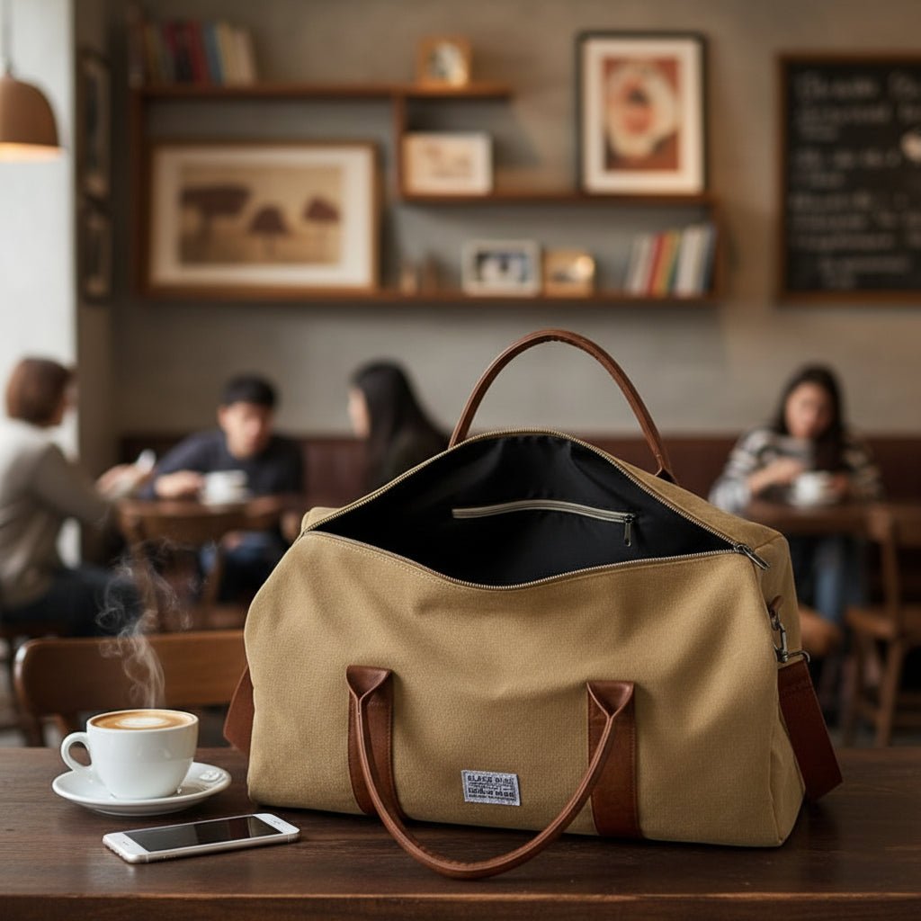 Sac de Voyage Weekender en Toile Vintage - Cuir et Compartiments Multiples