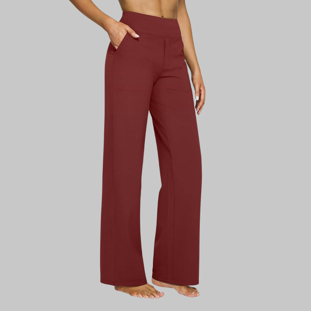 Pantalon Femme Stretch Taille Haute à Coupe Confort et Poches Pratiques