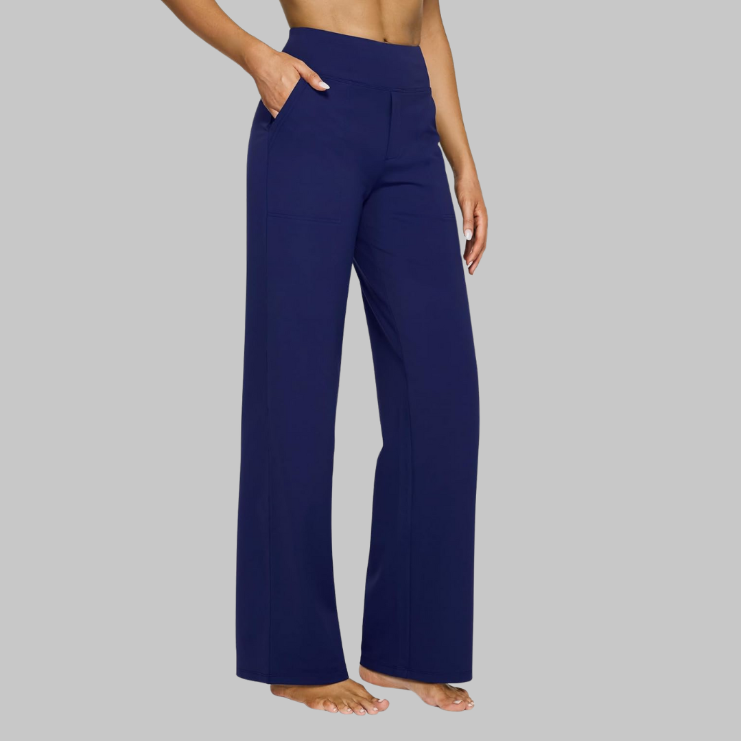 Pantalon Femme Stretch Taille Haute à Coupe Confort et Poches Pratiques