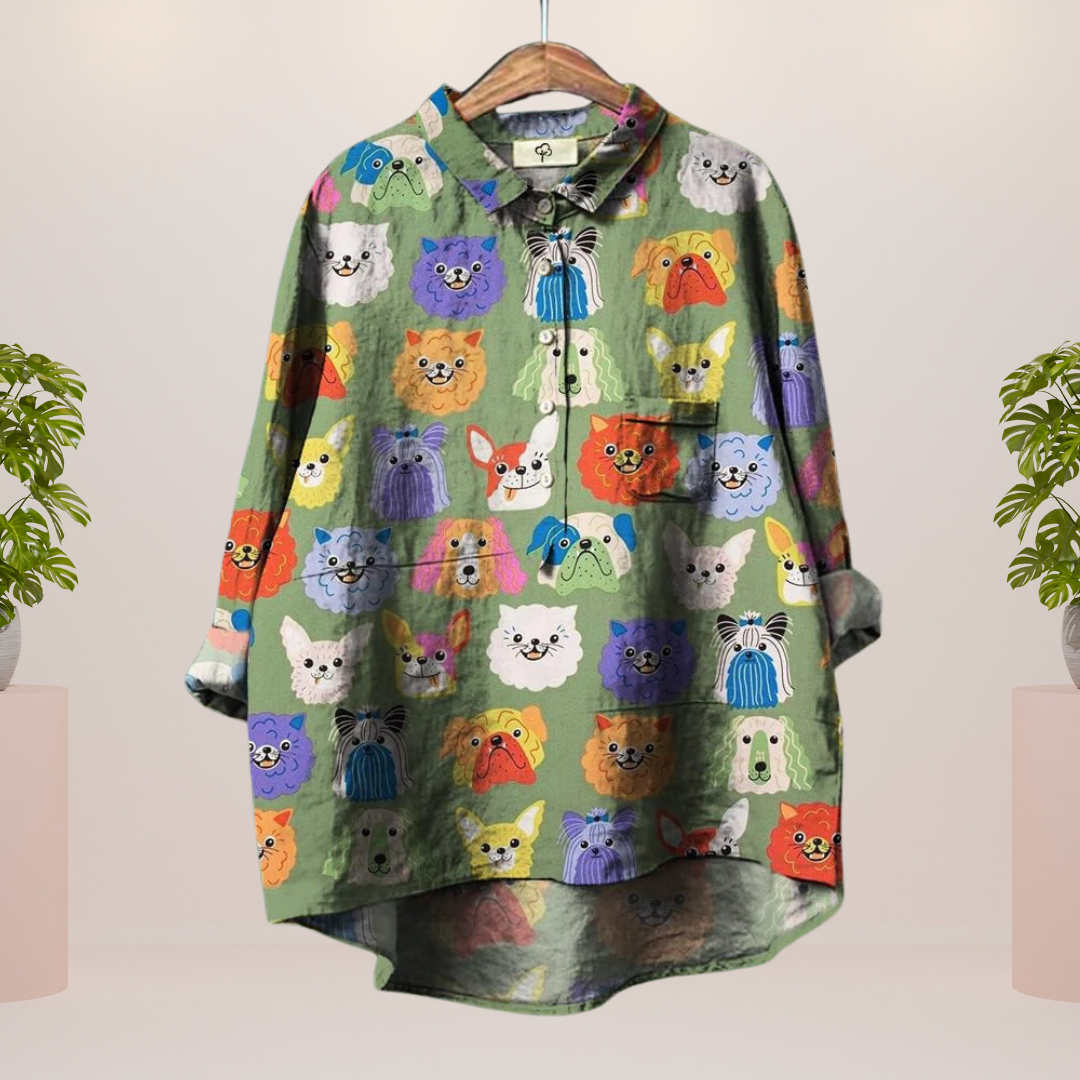 T-shirt Femme Imprimé Coloré Motifs Animaux et Fleurs