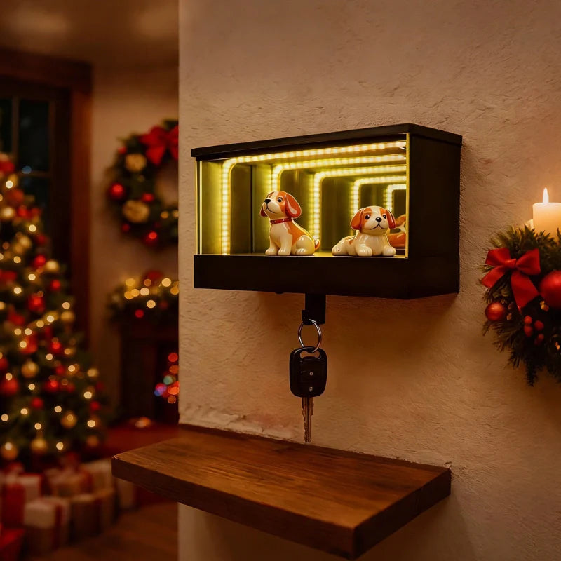 Light-up keychain – Modern, infinite mirror effect with motion sensor for entryways or hallways