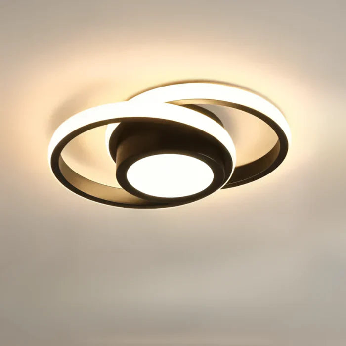 Moderne LED Plafondlamp – Aluminium en Acryl, Dubbel Ring Design in Warm Wit